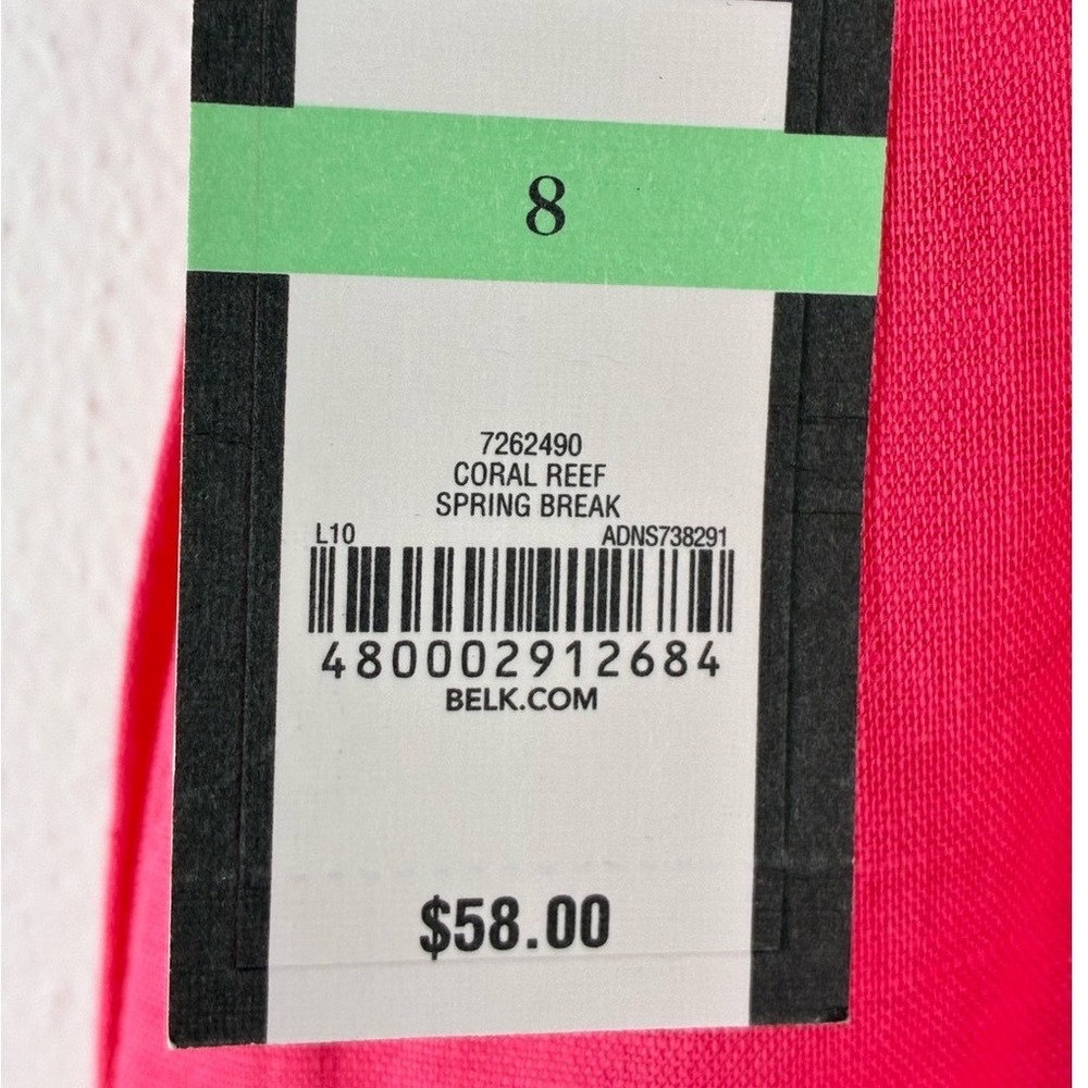 NWT Crown & Ivy Skirt Coral Pink Linen Blend Eyelet Hem Pockets Skirt 8 - Picture 9 of 9